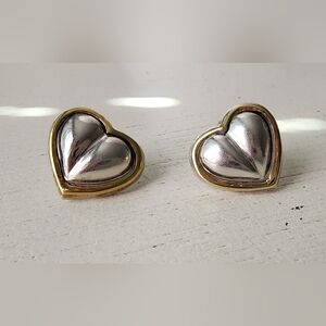 Elegant Silver and Gold Heart Earrings